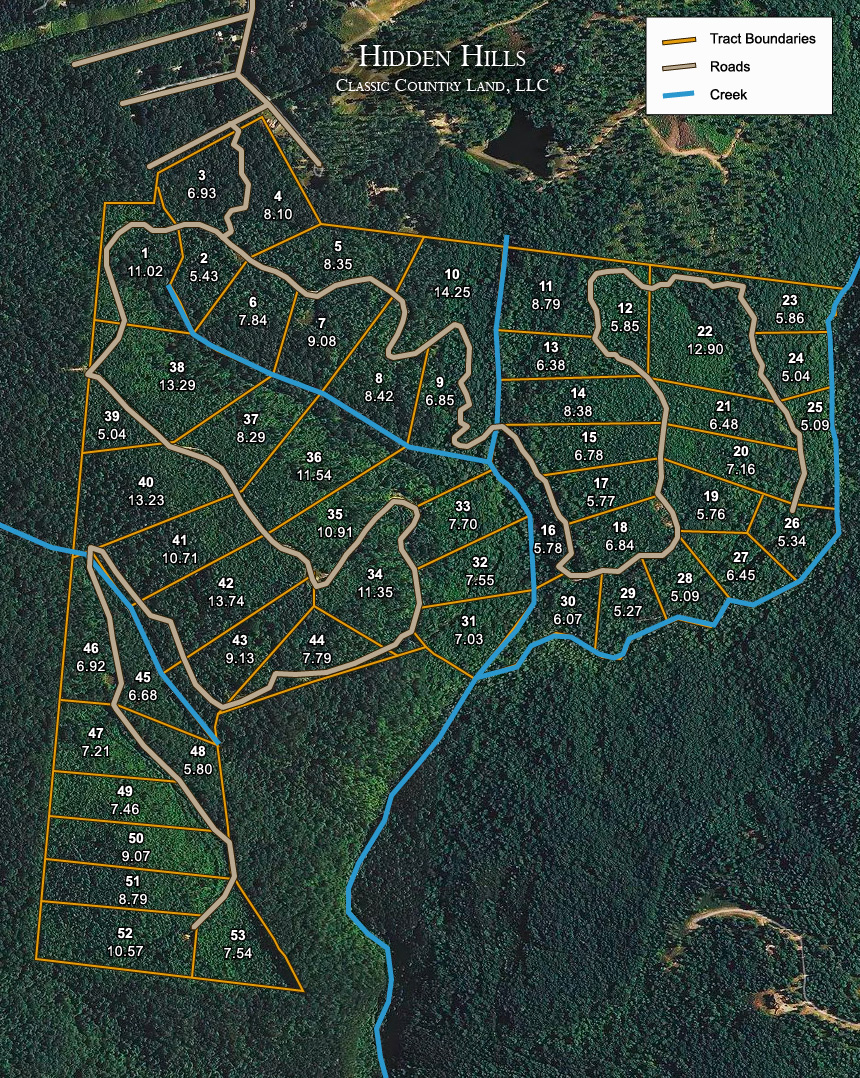 Plat map for Hidden Hills in Sequatchie County, Tennessee